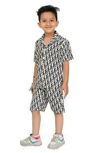 Stylish Multicoloured Cotton Printed Shirts With Shorts For Boys-thumb3