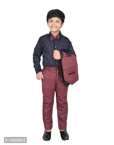 KIDZ AREA ""Flawsome Stylish Kids"" Casual Shirt, Waistcoat and Pant Set_For Boys X221-PURPLE-24