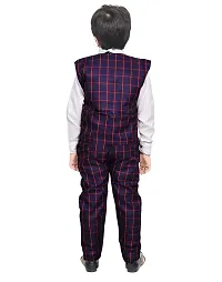 KIDZ AREA Kidzarea Indi Boys Festive & Party Shirt, Waistcoat and Pant Set 573-PURPLE-CHECKERED-22-thumb1