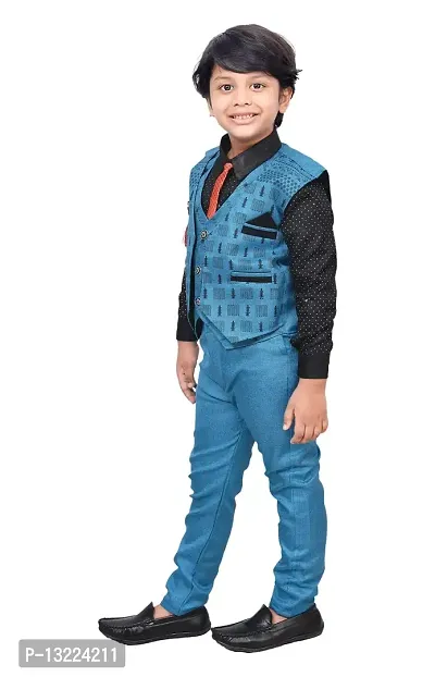 KIDZ AREA Casual Shirt, Waistcoat and Pant Set For Kids and Boys 621-BLUE-28-thumb5