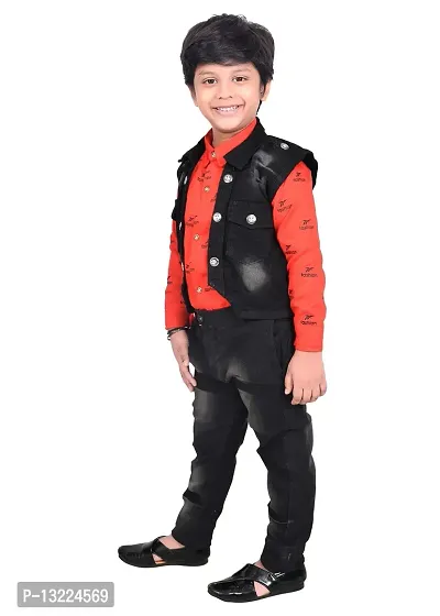 KIDZ AREA Kidzarea?Boys Festive & Party Shirt, Waistcoat and Pant Set 734-RED-22-thumb5