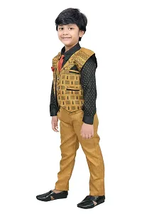 KIDZ AREA Casual Shirt, Waistcoat and Pant Set For Kids and Boys 621-YELLOW-32-thumb3