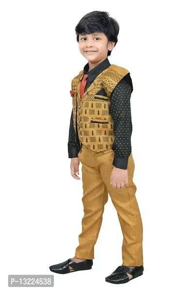 KIDZ AREA Casual Shirt, Waistcoat and Pant Set For Kids and Boys 621-YELLOW-32-thumb4