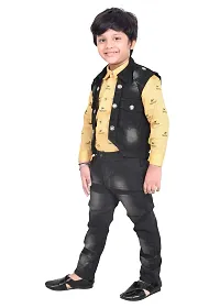 KIDZ AREA Kidzarea?Boys Festive & Party Shirt, Waistcoat and Pant Set 734-YELLOW-24-thumb2