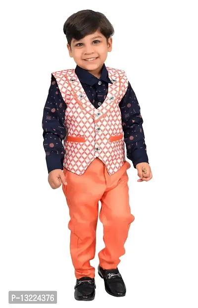 KIDZ AREA Kidzarea Boys Wedding, Festive & Party Shirt, Waistcoat and Pant Set 670-PINK-22-thumb0