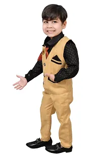 Fabulous Yellow Cotton Printed Shirts with Jeans And Waistcoat Set For Boys-thumb3