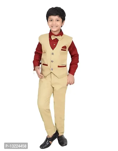 KIDZ AREA ""Flawsome Stylish Kids"" Casual Shirt, Waistcoat and Pant Set_For Boys X221-MAROON-22-thumb3