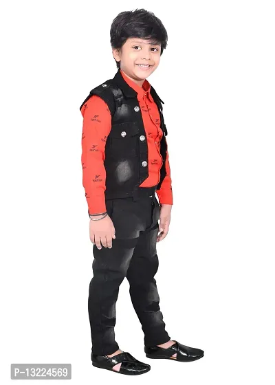 KIDZ AREA Kidzarea?Boys Festive & Party Shirt, Waistcoat and Pant Set 734-RED-22-thumb4