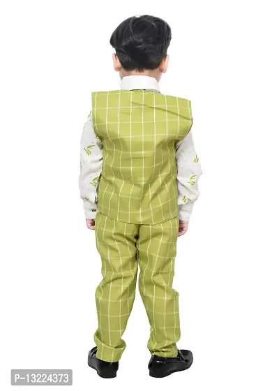 KIDZ AREA Boys Wedding Shirt, Waistcoat and Pant Set 640-GREEN CHECK-30(Pack of 1)-thumb2