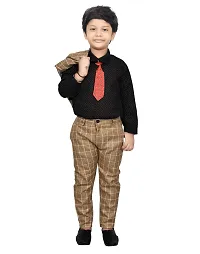 KIDZ AREA Kidzarea Indi Boys Festive & Party Shirt, Waistcoat and Pant Set 573-BROWN-CHECKEBROWN-24-thumb2