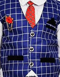 KIDZ AREA Kidzarea Indi Boys Festive & Party Shirt, Waistcoat and Pant Set 573-R.BLUE-CHECKERED-24-thumb3