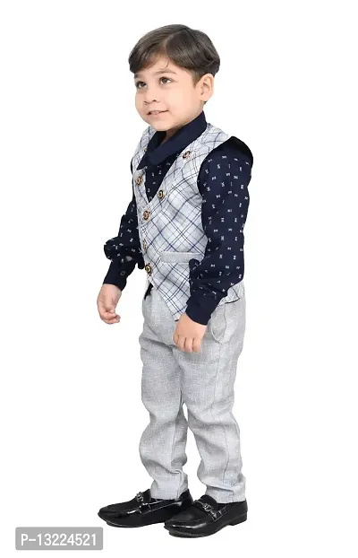 KIDZ AREA Kidzarea Boys Wedding, Festive & Party Shirt, Waistcoat and Pant Set660-GREY-36-thumb4