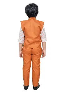 KIDZ AREA Kidzarea Boys Festive & Party Shirt, Waistcoat and Pant Set 224-ORANGE-0-thumb1