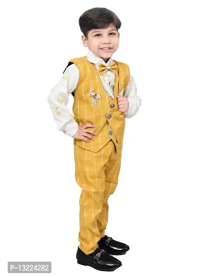 KIDZ AREA Boys Wedding Shirt, Waistcoat and Pant Set 640-YELLOW CHECK-0(Pack of 1)-thumb5