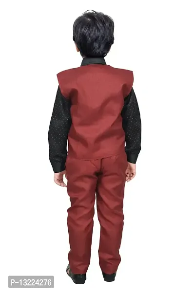 KIDZ AREA Casual Shirt, Waistcoat and Pant Set For Kids and Boys621-MAROON-24-thumb2