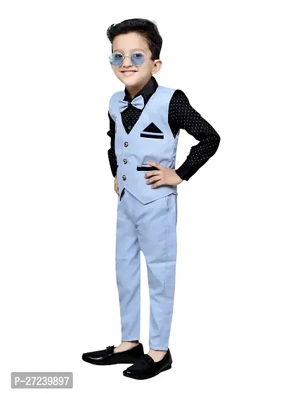 Stylish Blue Solid Shirt With Waistcoat and Pant Set For Boys-thumb3