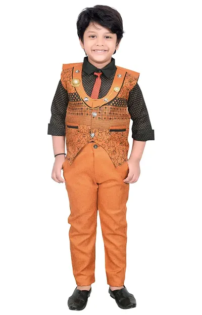 KIDZ AREA Casual Shirt, Waistcoat and Pant Set For Kids and Boys