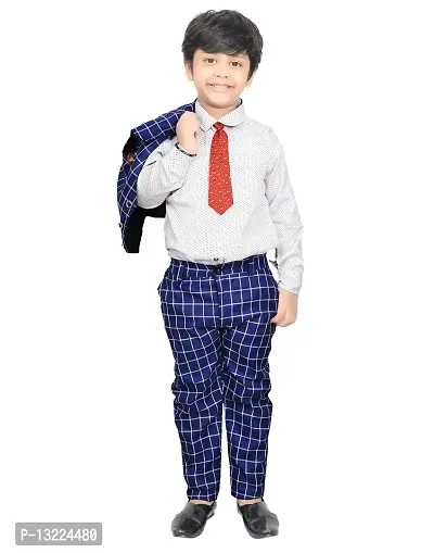 KIDZ AREA Kidzarea Indi Boys Festive & Party Shirt, Waistcoat and Pant Set 573-R.BLUE-CHECKERED-24-thumb3