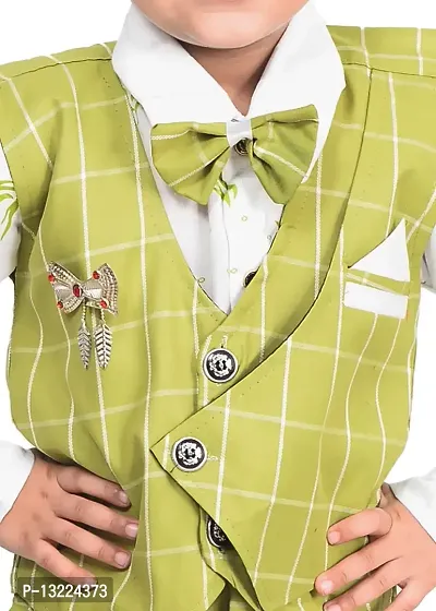 KIDZ AREA Boys Wedding Shirt, Waistcoat and Pant Set 640-GREEN CHECK-30(Pack of 1)-thumb3