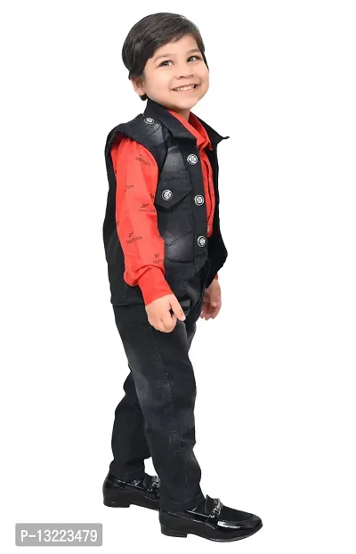 KIDZ AREA Boys Party(Festive) Jeans Jacket735-RED-0-thumb5