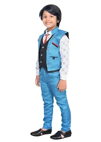 KIDZ AREA Kidzarea Boys Festive  Party Shirt, Waistcoat and Pant Set-thumb3