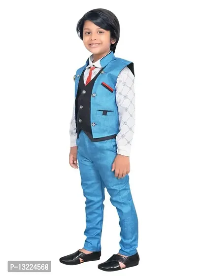 KIDZ AREA Kidzarea Boys Festive  Party Shirt, Waistcoat and Pant Set-thumb4