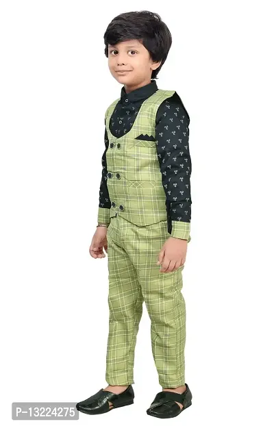 KIDZ AREA Kidzarea Boys Festive & Party Blazer, Shirt and Trouser Set (GREEN Size 24 )-thumb3