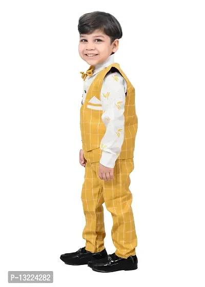 KIDZ AREA Boys Wedding Shirt, Waistcoat and Pant Set 640-YELLOW CHECK-0(Pack of 1)-thumb4