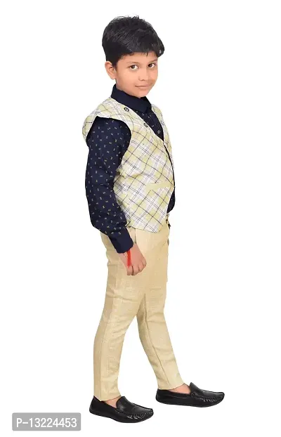 KIDZ AREA Kidzarea Boys Wedding, Festive & Party Shirt, Waistcoat and Pant SetXX660-YELLOW-26-thumb5