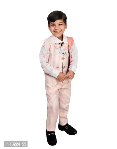 Kidzarea Boys Festive & Party Shirt, Waistcoat and Pant Set (Pink 28 )-thumb4