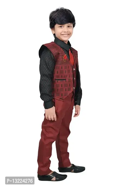 KIDZ AREA Casual Shirt, Waistcoat and Pant Set For Kids and Boys621-MAROON-24-thumb5