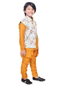 KIDZ AREA Kids Ethnic Indo Western Sherwani Kurta and Dhoti Pant Set for Boys218-Yellow-30-thumb3