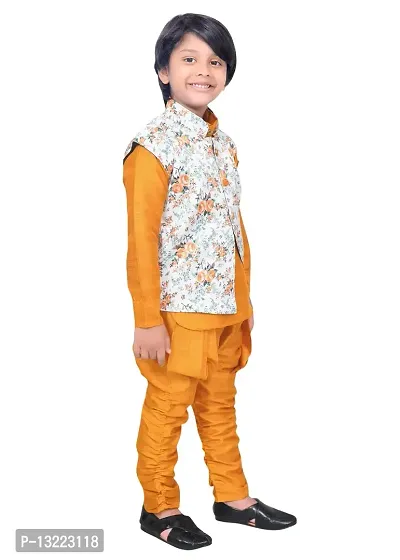 KIDZ AREA Kids Ethnic Indo Western Sherwani Kurta and Dhoti Pant Set for Boys218-Yellow-30-thumb4