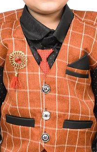 Fabulous Orange Cotton Printed Shirts with Jeans And Waistcoat Set For Boys-thumb2