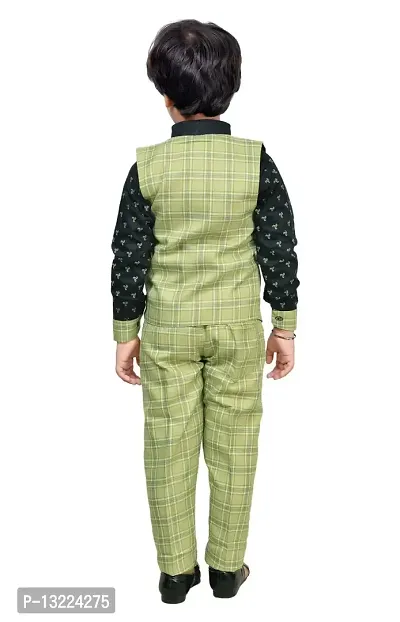 KIDZ AREA Kidzarea Boys Festive & Party Blazer, Shirt and Trouser Set (GREEN Size 24 )-thumb2