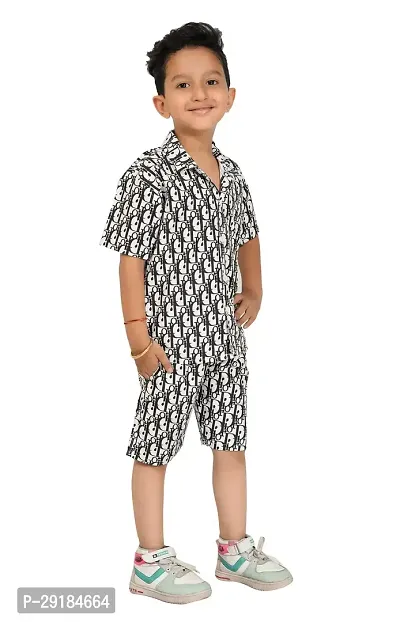 Stylish Multicoloured Cotton Printed Shirts With Shorts For Boys-thumb5