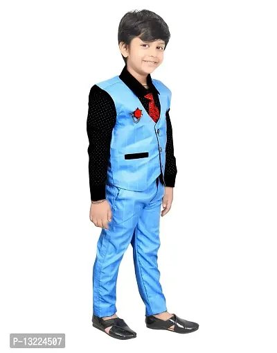 KIDZ AREA Cute Funky Boys Casual Shirt, Waistcoat and Pant Set For Kids and Boys-thumb2