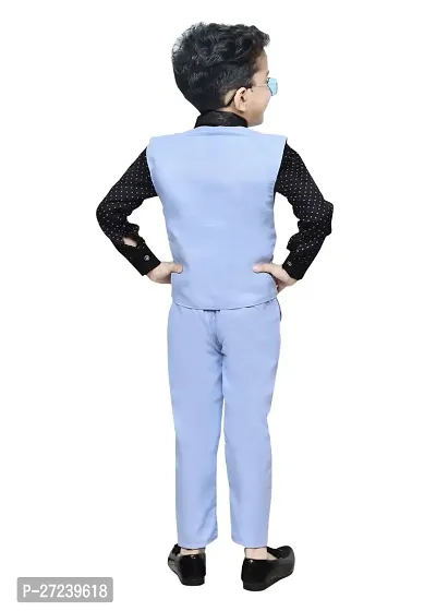 Stylish Blue Solid Shirt With Waistcoat and Pant Set For Boys-thumb2