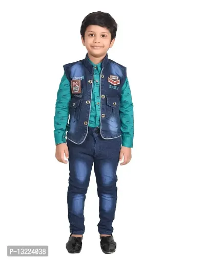 Casual Shirt  Jacket And Jeans Set For Kids And Boys