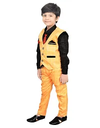 KIDZ AREA Kidzarea Indi Boys Festive & Party Shirt, Waistcoat and Pant Set 573-YELLOW-CHECKERED-0-thumb4