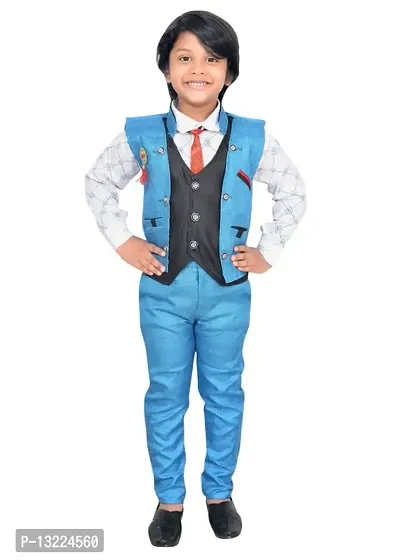 KIDZ AREA Kidzarea Boys Festive  Party Shirt, Waistcoat and Pant Set-thumb0