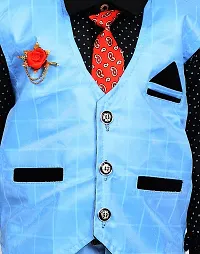 KIDZ AREA Kidzarea Indi Boys Festive & Party Shirt, Waistcoat and Pant Set 573-SKY-CHECKERED-0-thumb3