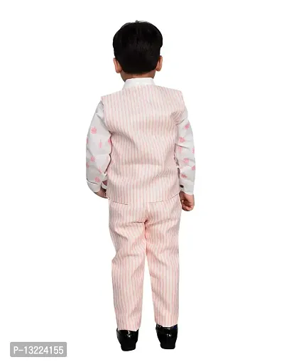 Kidzarea Boys Festive & Party Shirt, Waistcoat and Pant Set (Pink 28 )-thumb2