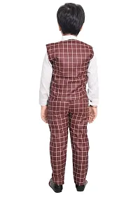 KIDZ AREA Kidzarea Indi Boys Festive & Party Shirt, Waistcoat and Pant Set 573-RED-CHECKERED-0-thumb1