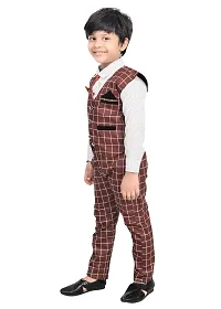 KIDZ AREA Kidzarea Indi Boys Festive & Party Shirt, Waistcoat and Pant Set 573-RED-CHECKERED-0-thumb4