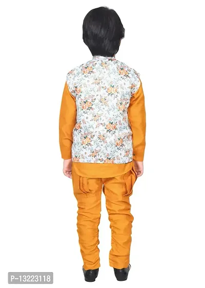 KIDZ AREA Kids Ethnic Indo Western Sherwani Kurta and Dhoti Pant Set for Boys218-Yellow-30-thumb2