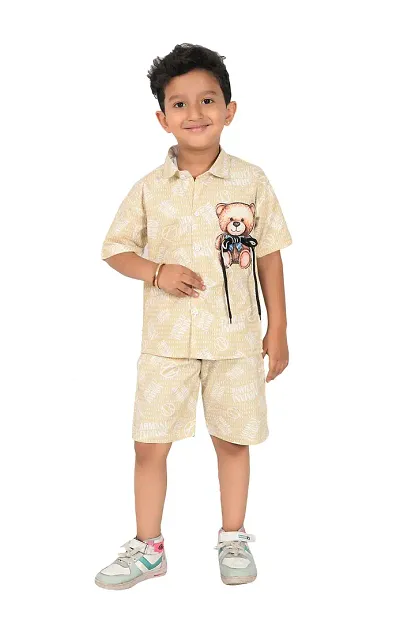 Fabulous Cotton Casual Printed Shirt with Shorts For Boys