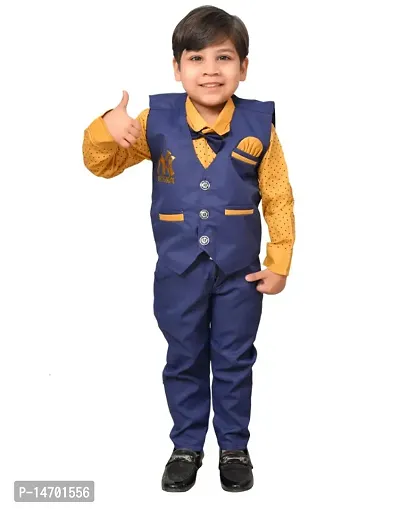 Fabulous Cotton Solid Tops with Trousers with Jacket For Boys