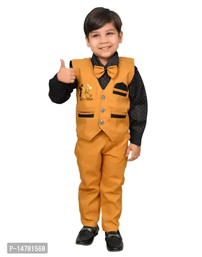 Fabulous Cotton Solid Tops with Trousers with Jacket For Boys