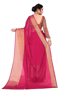 kepka Light Weight Zari Chiffon Rani Saree (Dark Pink)-thumb3